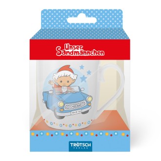 Unser Sandmännchen Kindertasse Geschenktasse aus Porzellan Sandmännchen im Auto