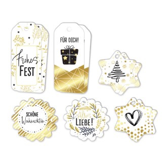 Geschenkanhänger Black and Gold Weihnachten