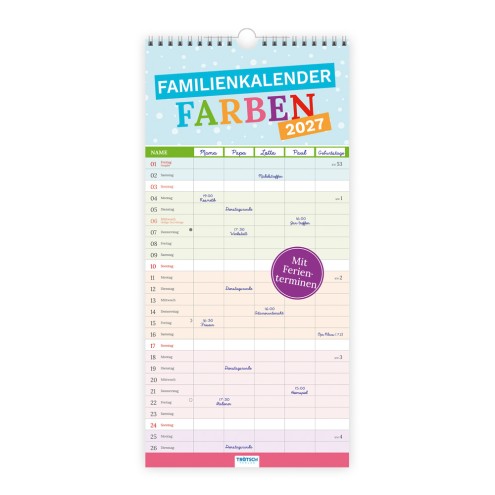 Familienkalender Farben 2027
